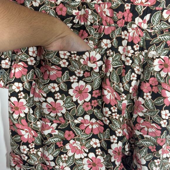 NEW Outerknown Romper Jumpsuit Size M Pink Floral Linen Organic Cotton Shortall - Picture 9 of 16